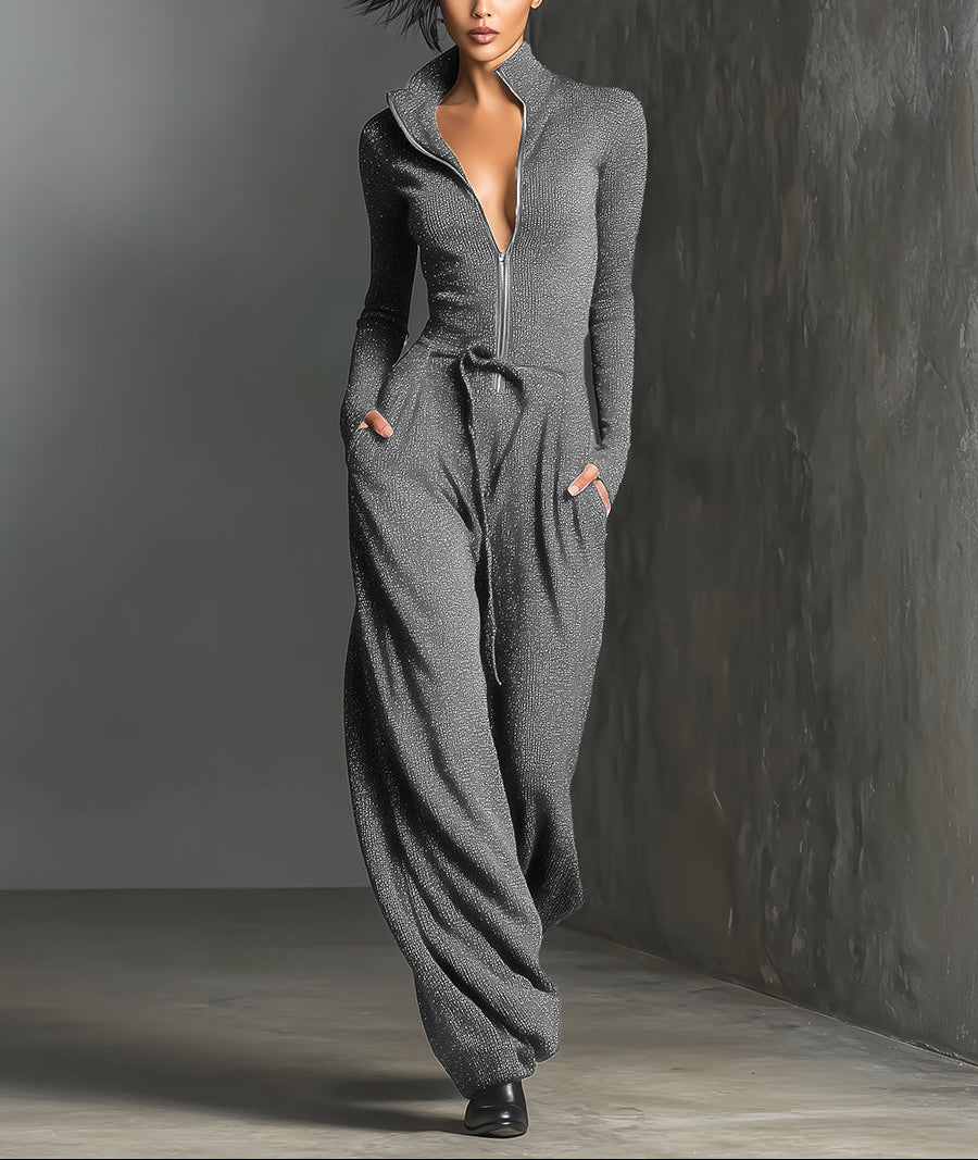 Valeria | Jumpsuit Elegante da Donna in Maglia con Zip Anteriore