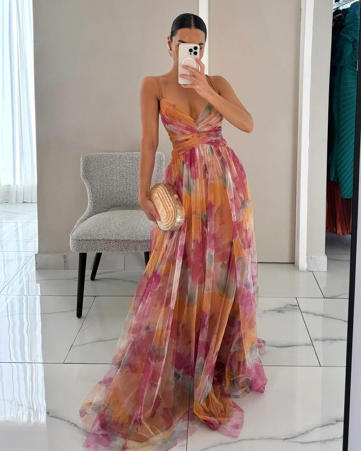 MAIA | Abito Maxi con Stampa Floreale