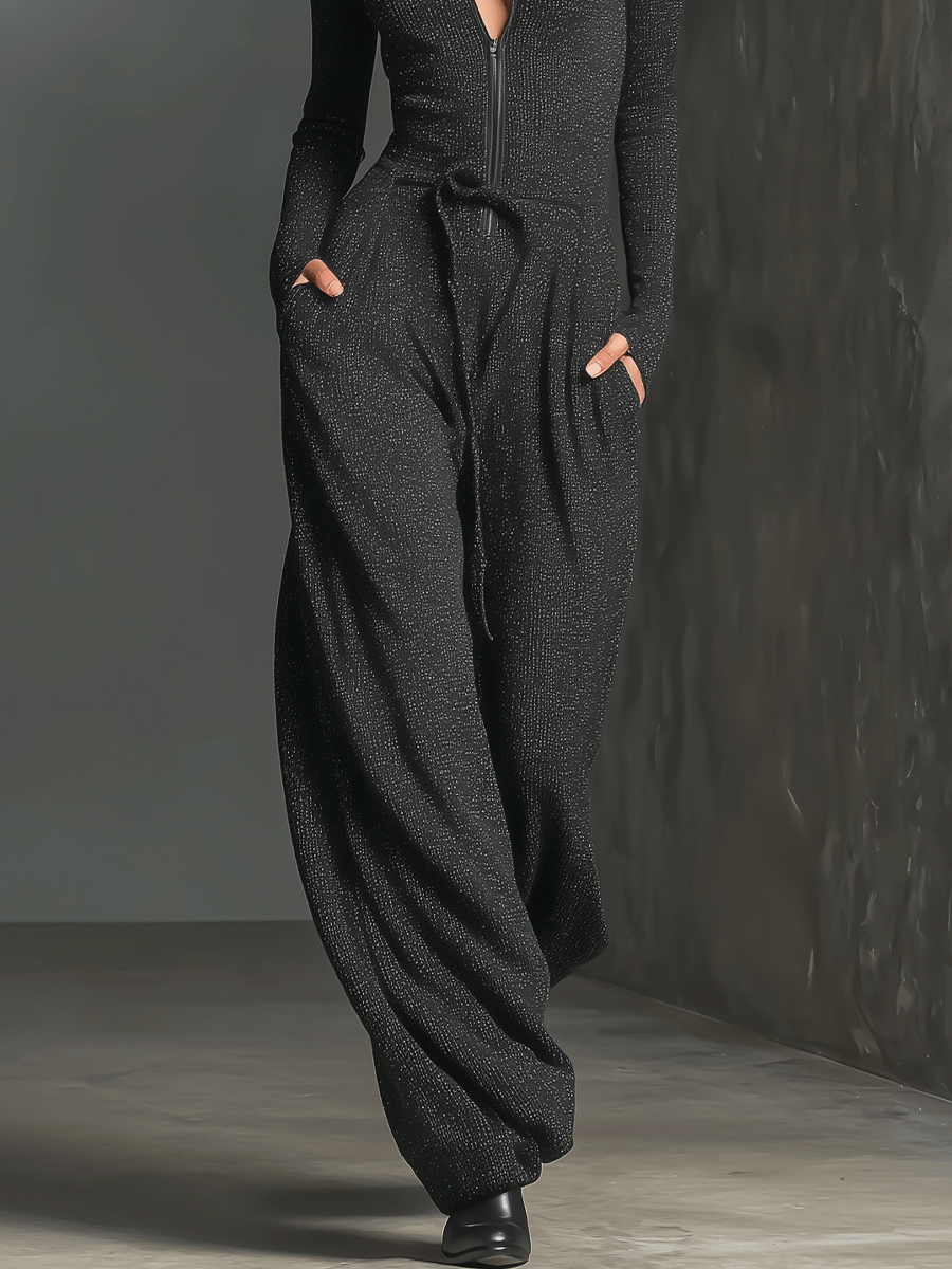 Valeria | Jumpsuit Elegante da Donna in Maglia con Zip Anteriore