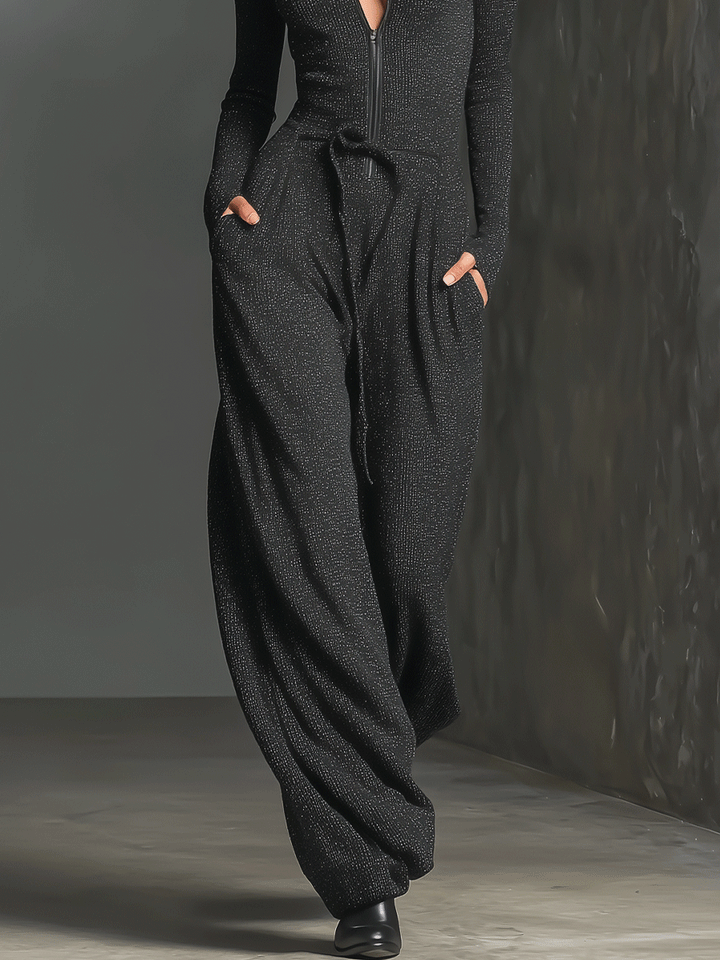Valeria | Jumpsuit Elegante da Donna in Maglia con Zip Anteriore