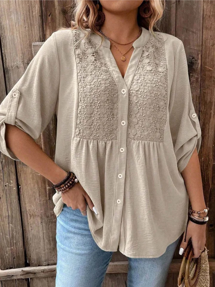 CARLA | Blusa con scollo a V e con bottoni