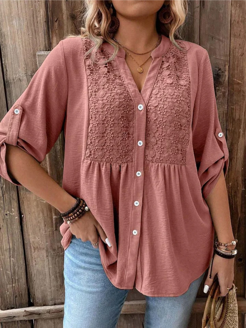 CARLA | Blusa con scollo a V e con bottoni