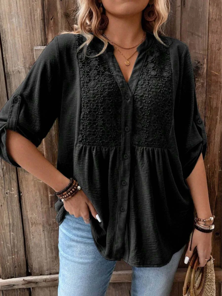 CARLA | Blusa con scollo a V e con bottoni