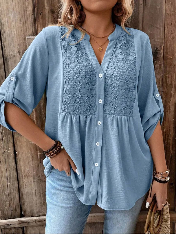 CARLA | Blusa con scollo a V e con bottoni