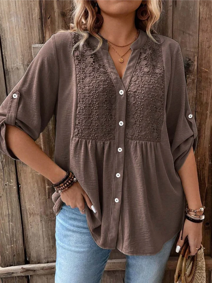 CARLA | Blusa con scollo a V e con bottoni