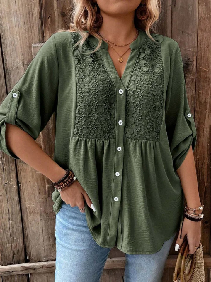 CARLA | Blusa con scollo a V e con bottoni