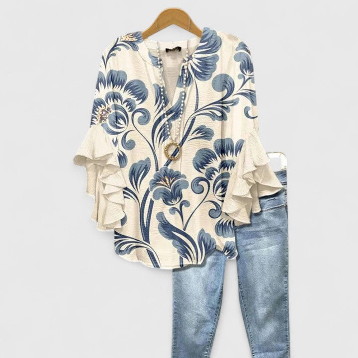 Aurelia – Blusa elegante con maniche a volant