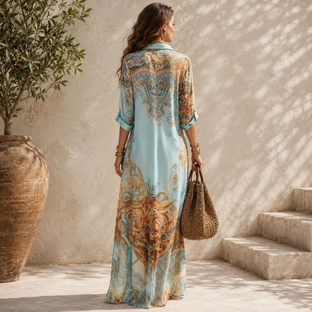 Ria | Abito lungo elegante e fluido con stampa