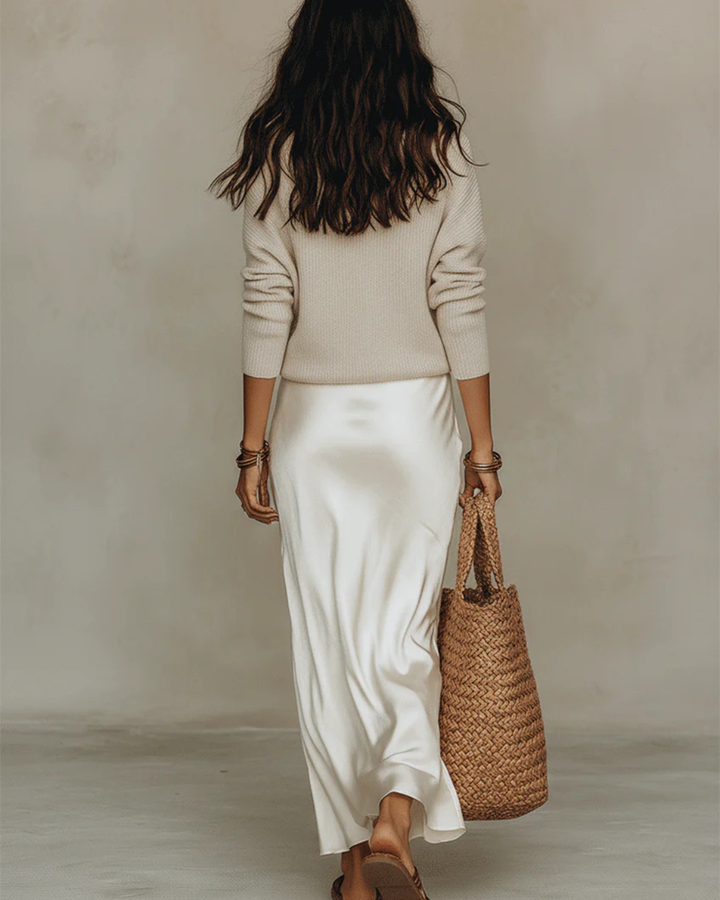 LILY | Abito Midi Satinato con Maglione Incluso
