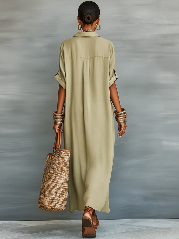 Jenna | Abito chemisier maxi con colletto e bottoni