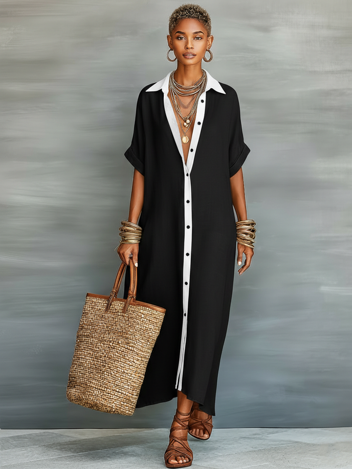 Jenna | Abito chemisier maxi con colletto e bottoni