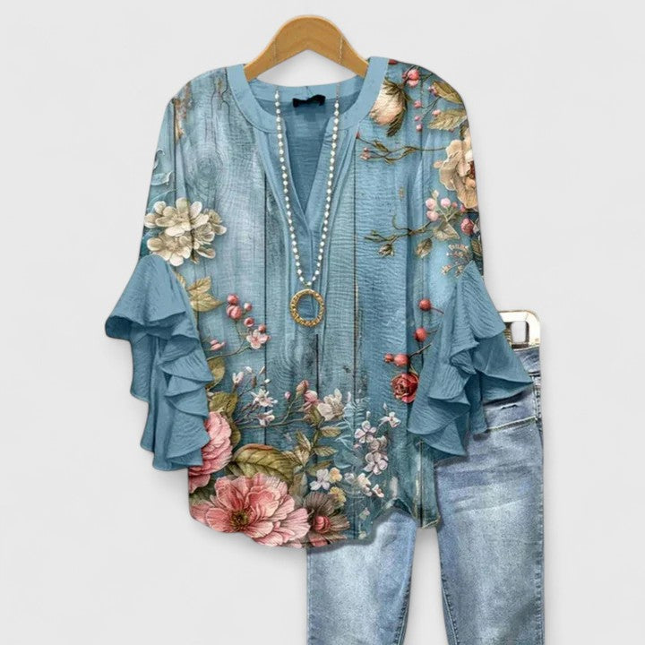 Aurelia – Blusa elegante con maniche a volant
