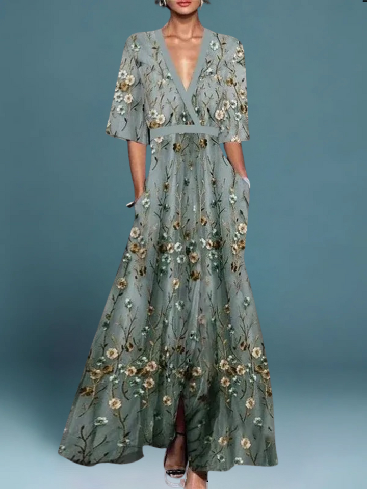 Hazel - Elegante Vestito Boho con Scollatura a V e Cintura
