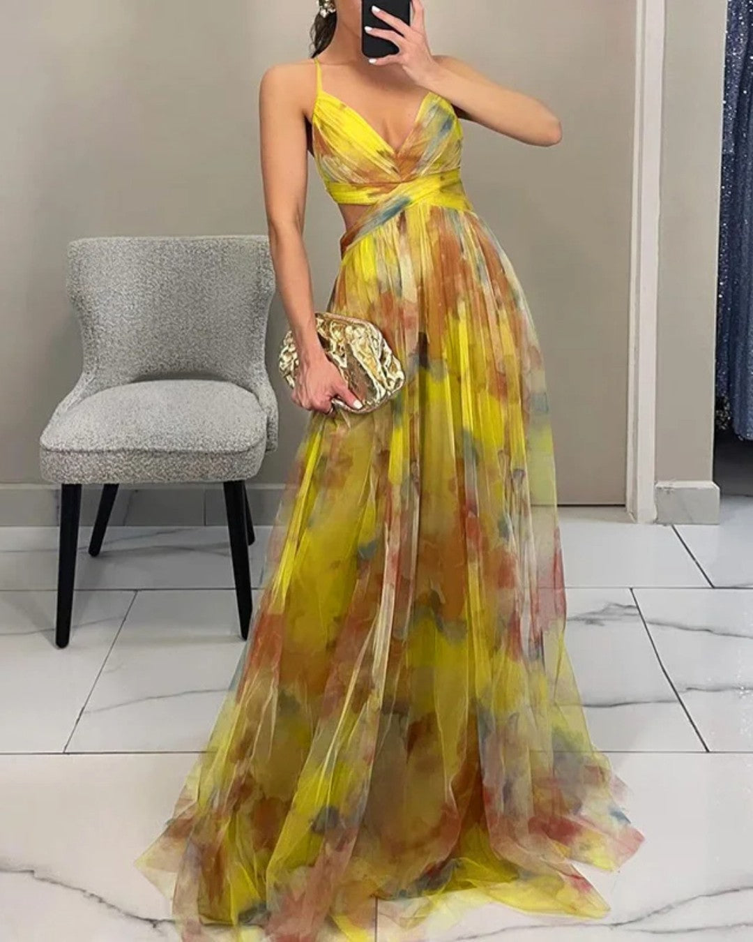 MAIA | Abito Maxi con Stampa Floreale