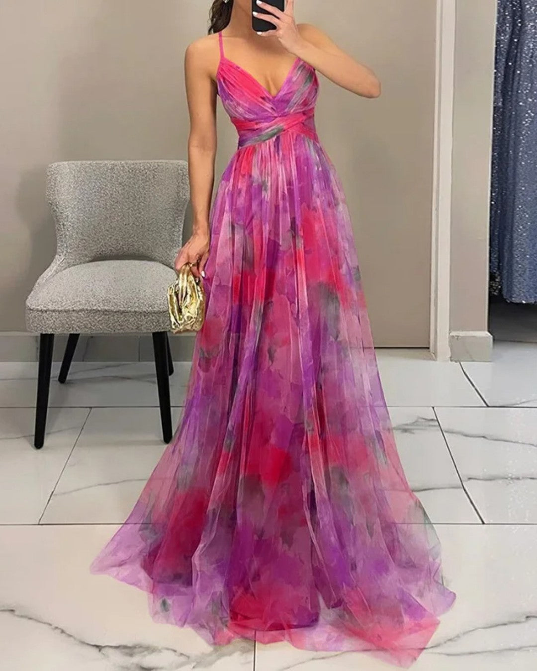 MAIA | Abito Maxi con Stampa Floreale