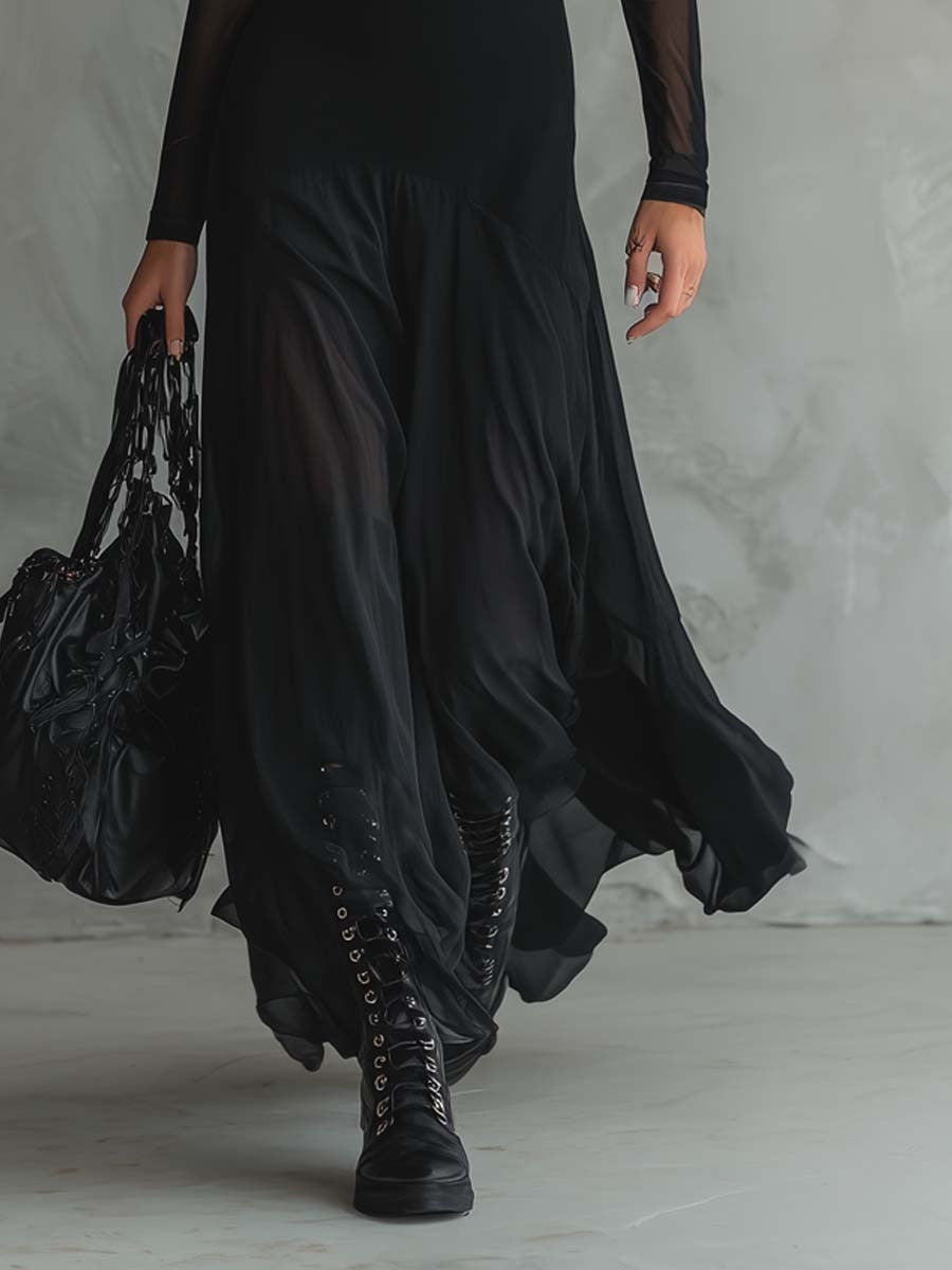 Yedra | Abito maxi fluido in tulle