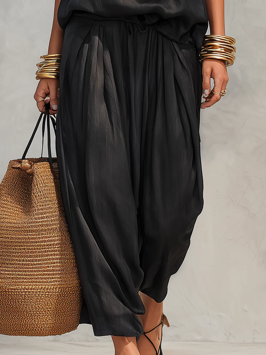 Wendy | Completo elegante con top drappeggiato e pantaloni ampi