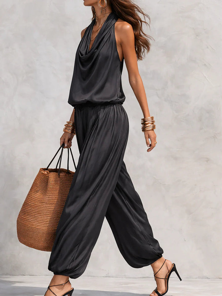 Wendy | Completo elegante con top drappeggiato e pantaloni ampi