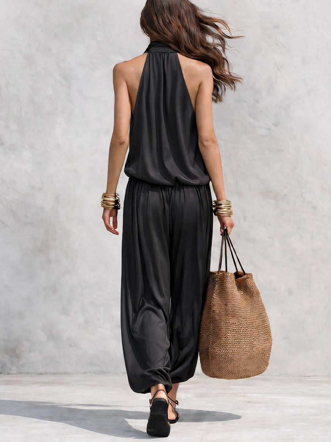 Wendy | Completo elegante con top drappeggiato e pantaloni ampi