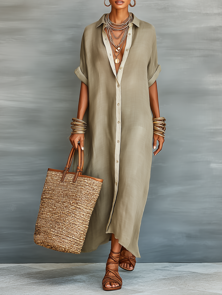 Jenna | Abito chemisier maxi con colletto e bottoni