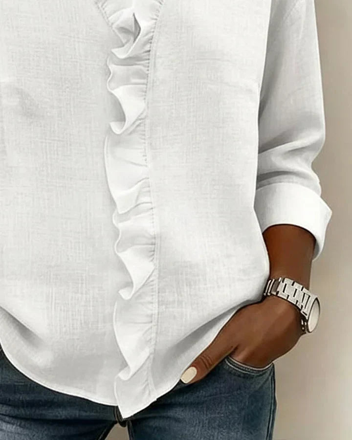 SARA | Blusa con scollo a V e volant delicati