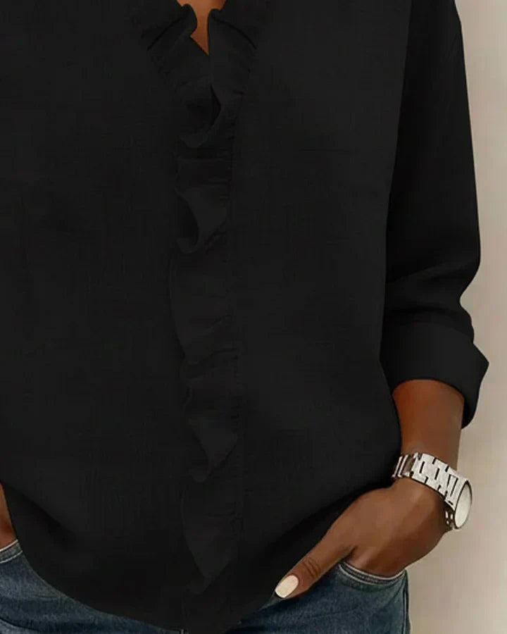 SARA | Blusa con scollo a V e volant delicati