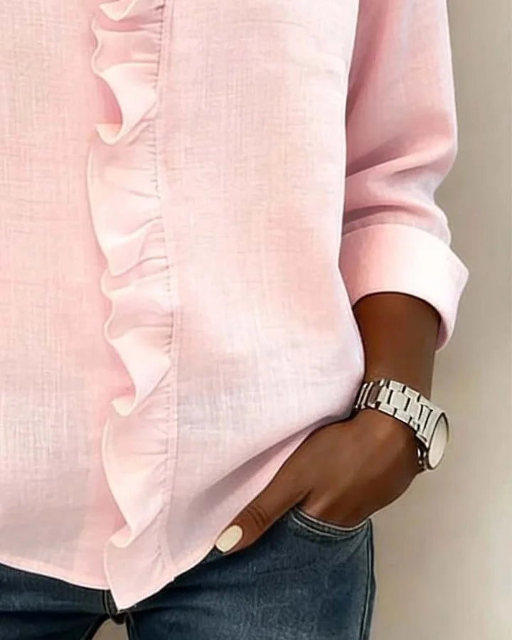 SARA | Blusa con scollo a V e volant delicati