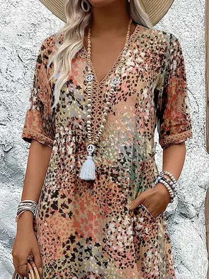 Sofia | Elegante Vestito Midi Floreale con Copertura per Pancia