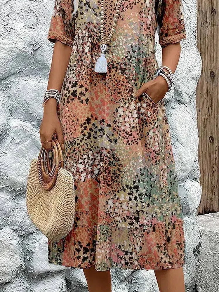 Sofia | Elegante Vestito Midi Floreale con Copertura per Pancia