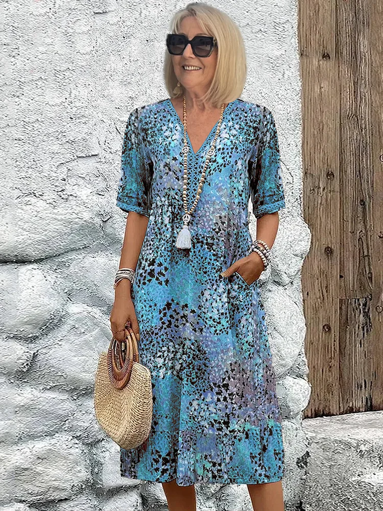 Sofia | Elegante Vestito Midi Floreale con Copertura per Pancia