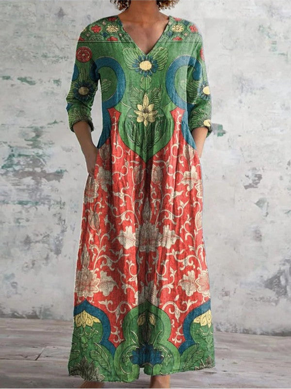 Elara | Vestito Vintage con Stampa Floreale