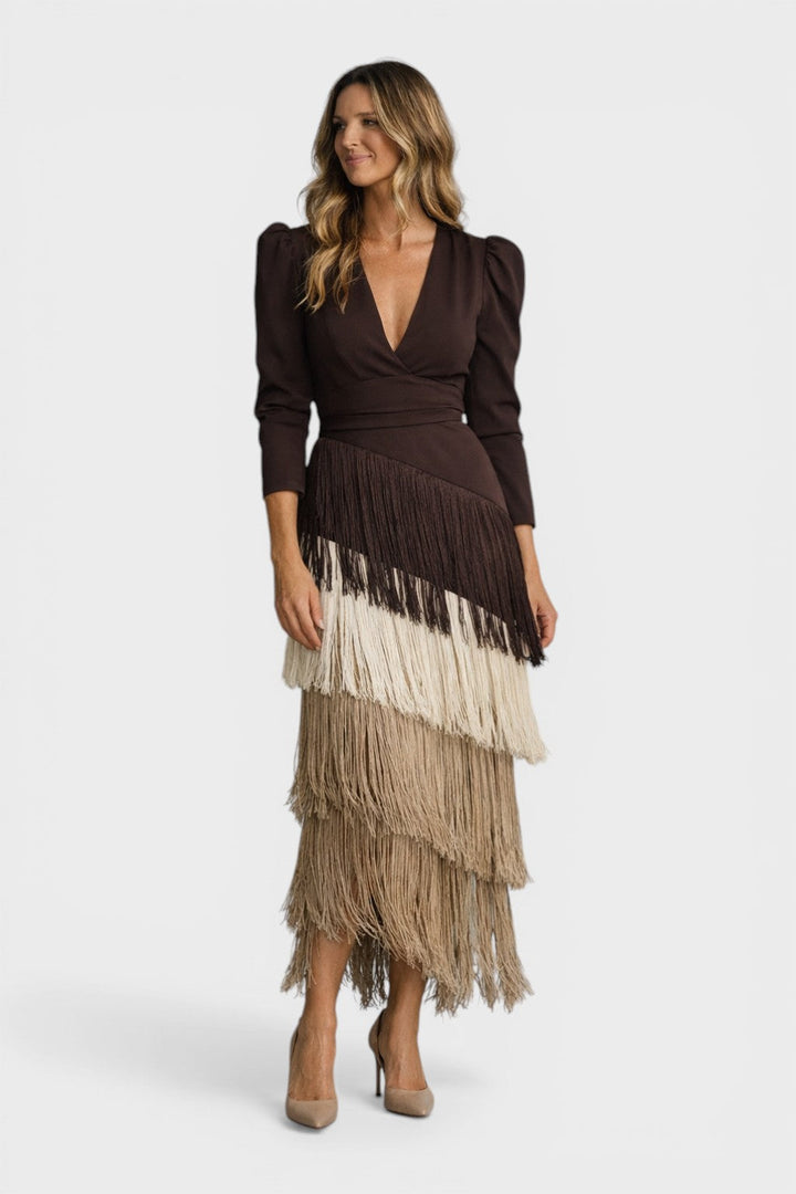 BEATRICE | Abito elegante da sera con frange