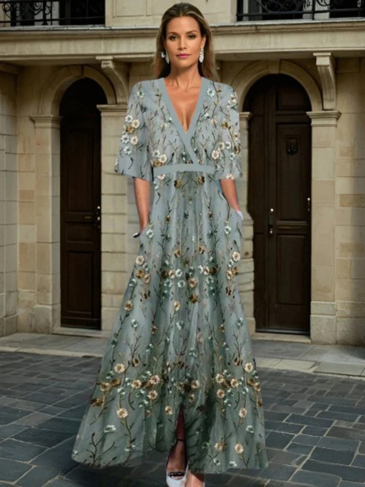 Hazel - Elegante Vestito Boho con Scollatura a V e Cintura