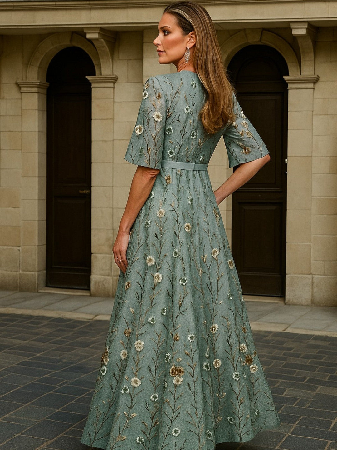Hazel - Elegante Vestito Boho con Scollatura a V e Cintura