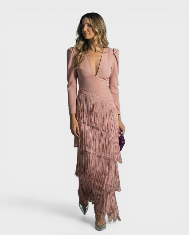 BEATRICE | Abito elegante da sera con frange