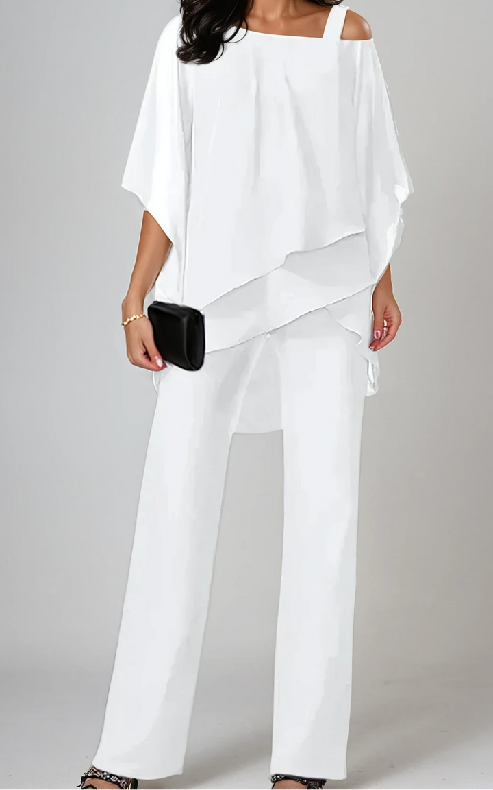 Jinny | Completo con top asimmetrico e pantaloni ampi