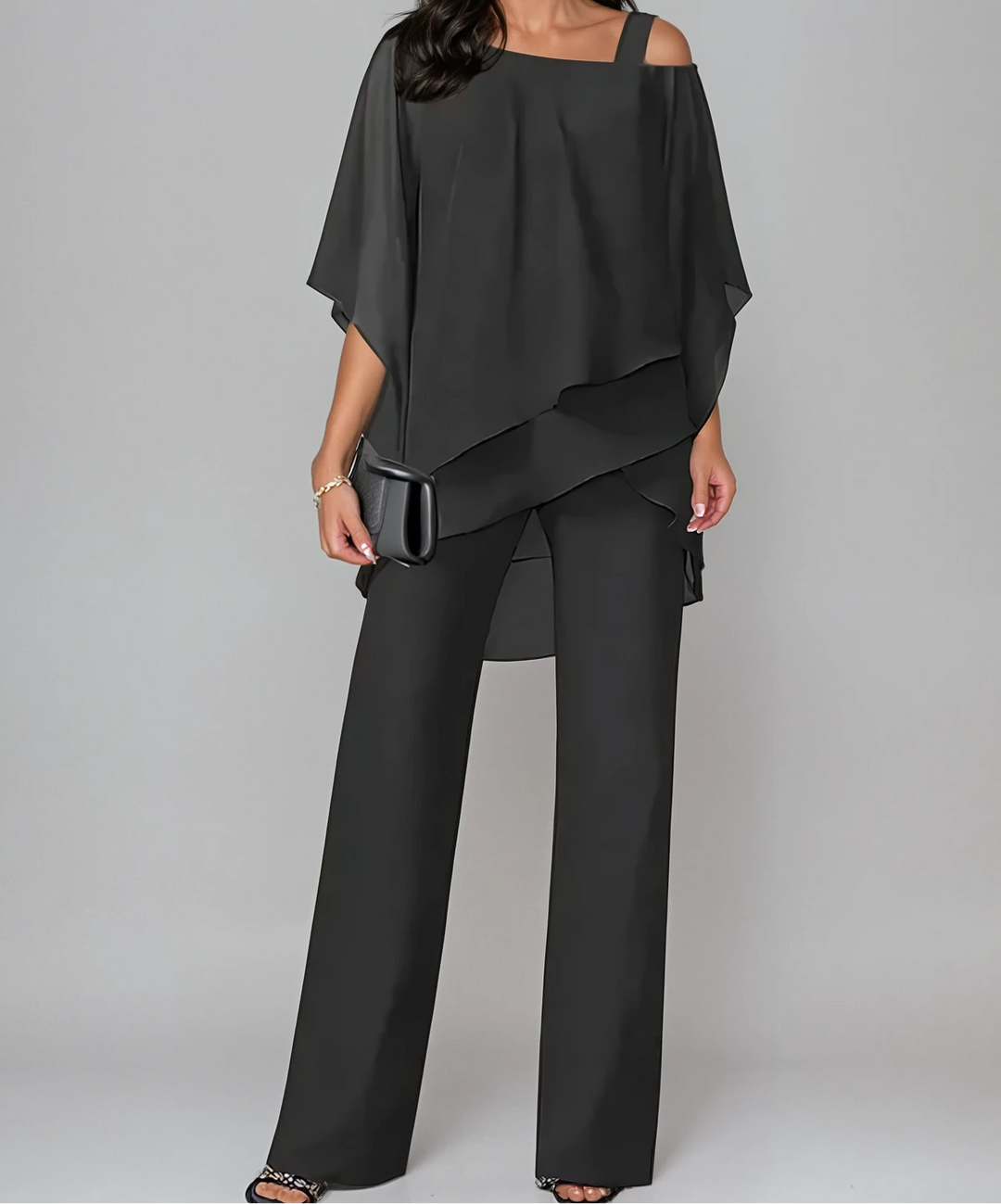 Jinny | Completo con top asimmetrico e pantaloni ampi