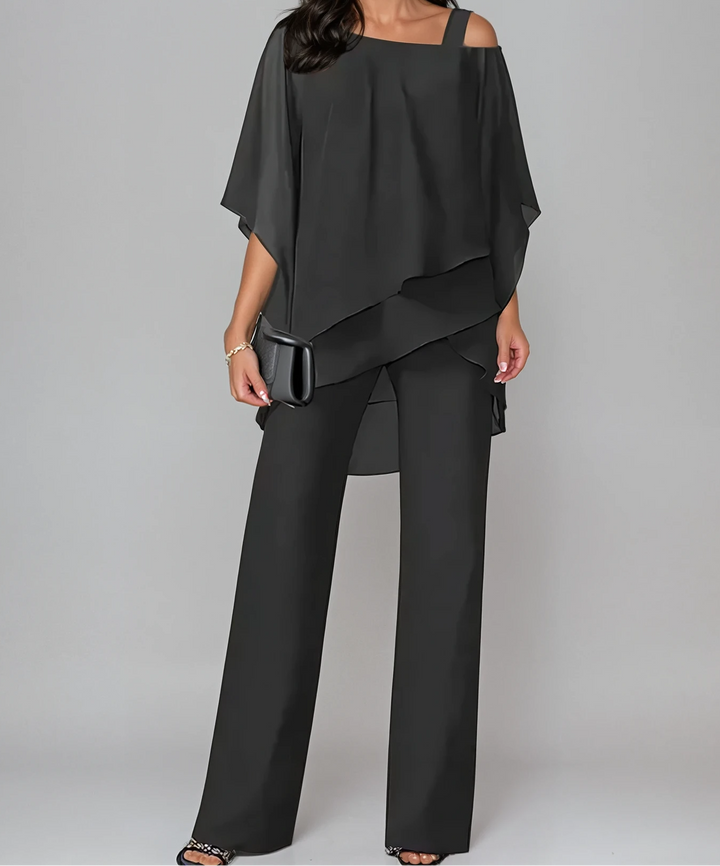 Jinny | Completo con top asimmetrico e pantaloni ampi