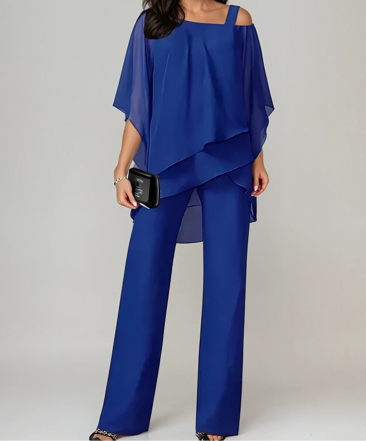 Jinny | Completo con top asimmetrico e pantaloni ampi
