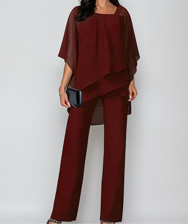 Jinny | Completo con top asimmetrico e pantaloni ampi