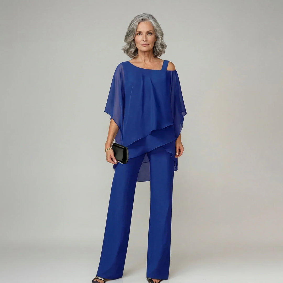 Jinny | Completo con top asimmetrico e pantaloni ampi
