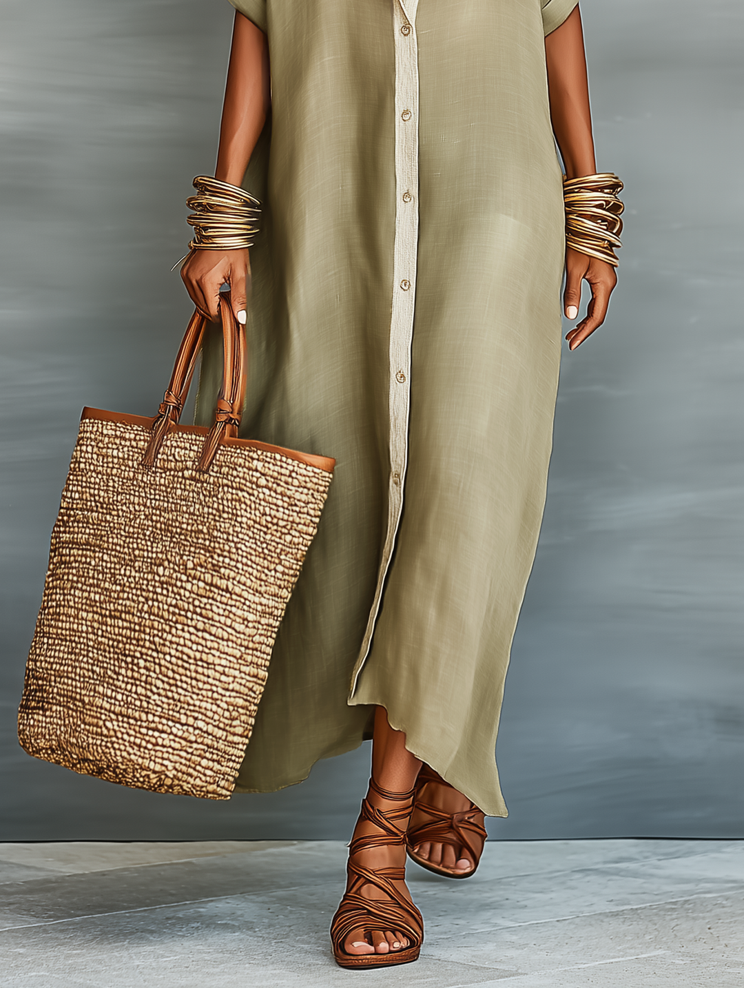 Jenna | Abito chemisier maxi con colletto e bottoni