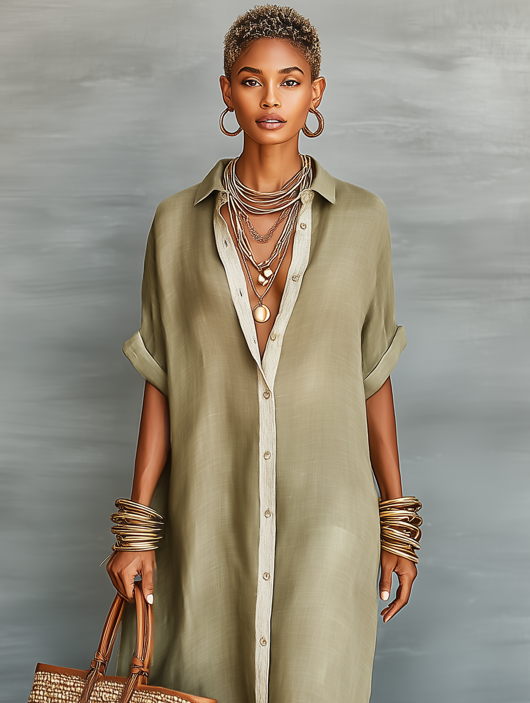 Jenna | Abito chemisier maxi con colletto e bottoni