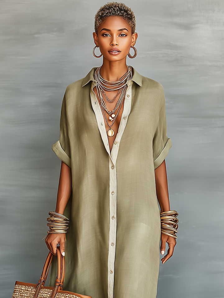 Jenna | Abito chemisier maxi con colletto e bottoni