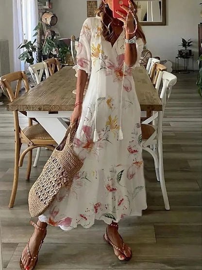 Giugno | Vestito Maxi Boho con Copertura della Pancia Flattering