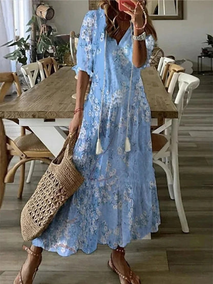 Giugno | Vestito Maxi Boho con Copertura della Pancia Flattering