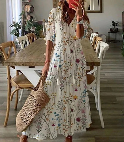 Giugno | Vestito Maxi Boho con Copertura della Pancia Flattering