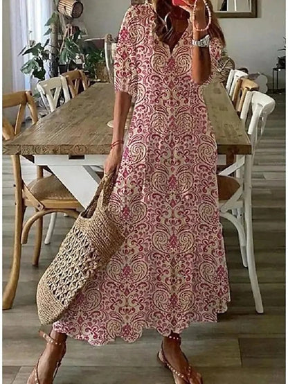 Giugno | Vestito Maxi Boho con Copertura della Pancia Flattering
