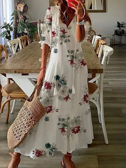 Giugno | Vestito Maxi Boho con Copertura della Pancia Flattering